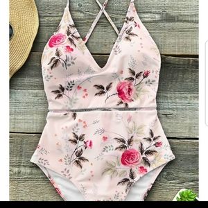 Pink/Floral Printed One Piece Swimsuit